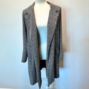 Mello’day Houndstooth Long Open Cardigan Women’s size M Duster